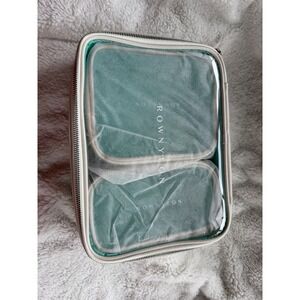 ROWNYEON Makeup Bag Travel Cosmetic Case Set Cream Turquoise 3 Piece Organizer